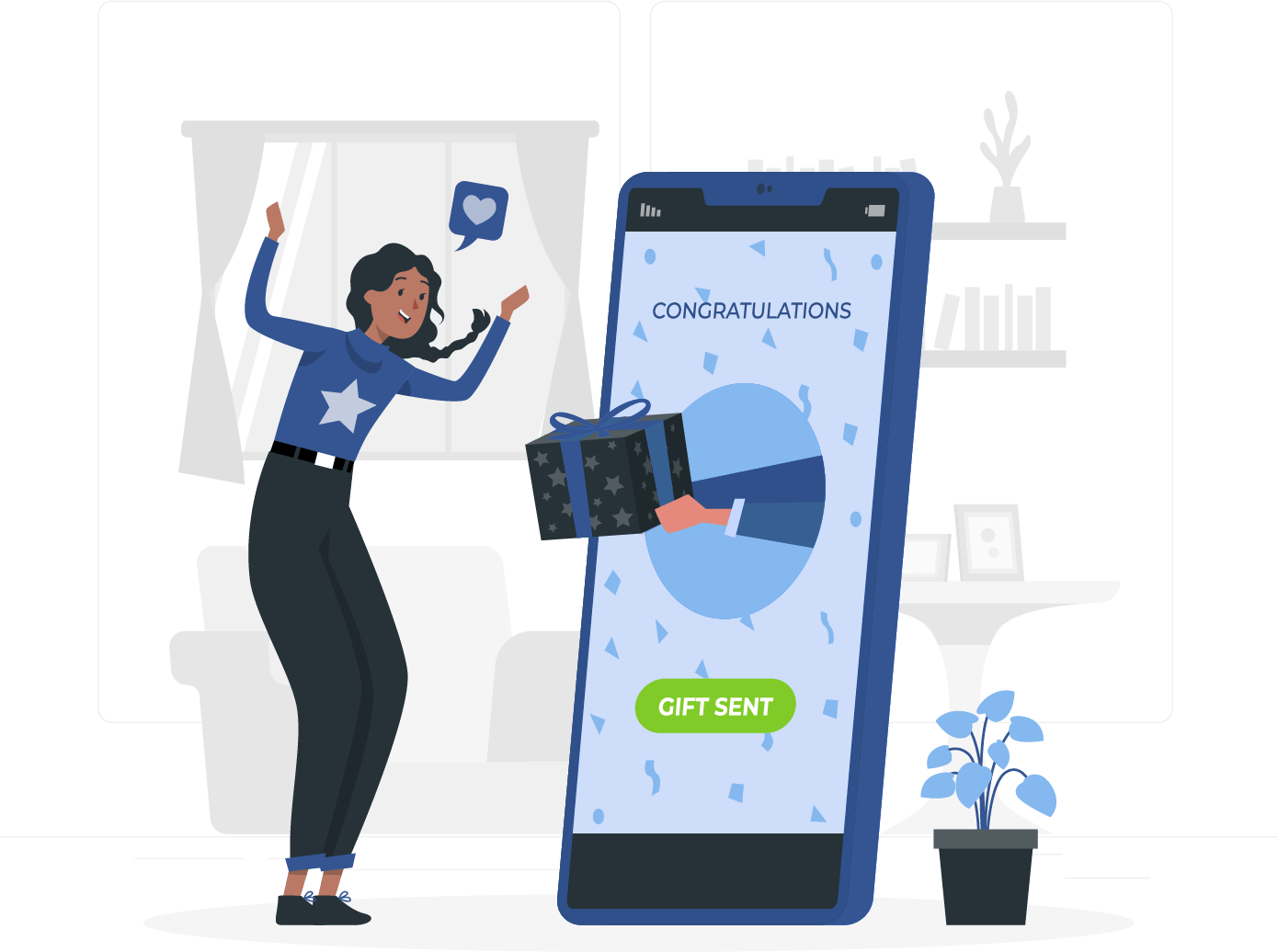 Cliente che riceve un regalo di un programma fedeltà sullo smartphone